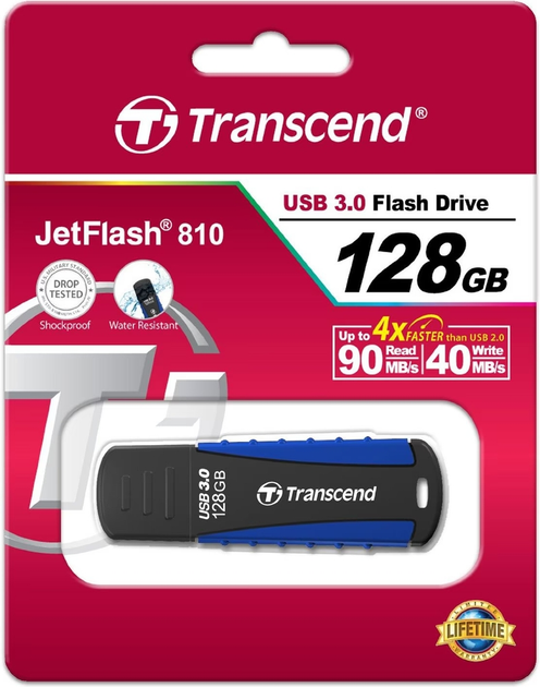 Pendrive USB Transcend JetFlash 810 128GB USB 3.1 Gen1 Black-Blue (TS128GJF810) - obraz 4