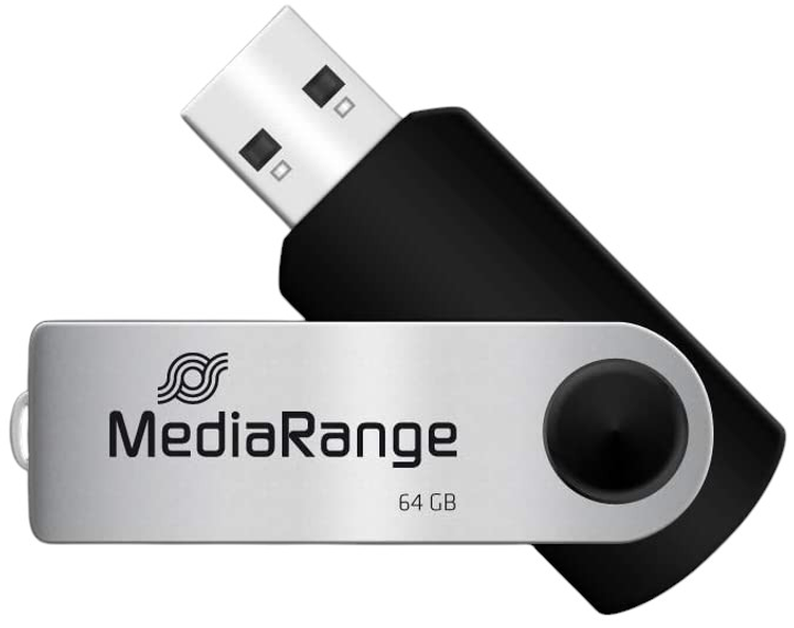 Pendrive USB MediaRange MR912 64GB USB 2.0 Black/Silver (4260283112258) - obraz 2