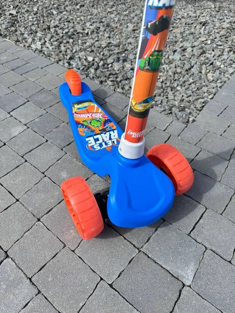 Детский самокат 3-х колесный Hot Wheels колеса с подсветкой синий - изображение 4