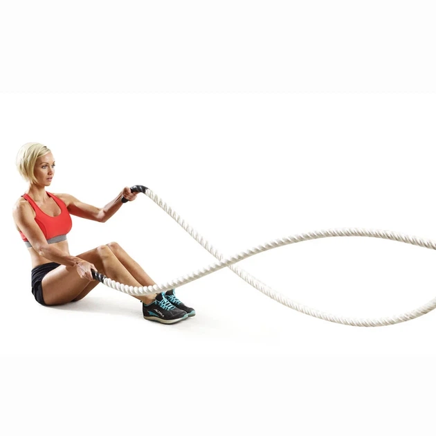 Канат тренувальний для кросфіту 9м Battle Rope White WCG 50х9 - зображення 3