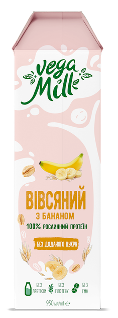 Упаковка напою рослинного Vega Milk вівсяного з бананом ультрапастеризованого 950 мл х 12 шт (4820192262231) - зображення 3
