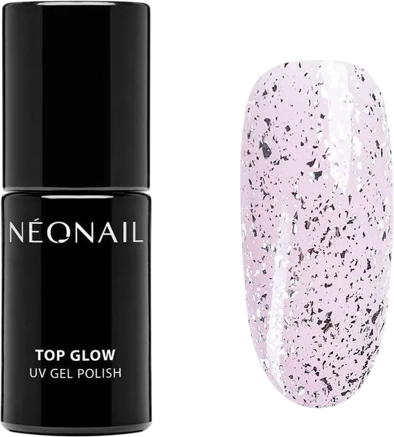 Top do paznokci NeoNail Glow Top hybrydowy Silver Flakes 7.2 ml (5903657884687) - obraz 1