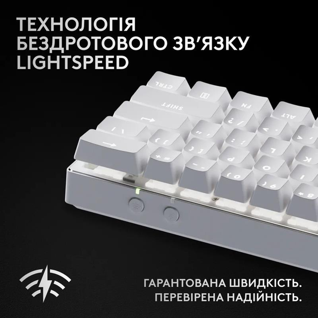 Клавiатура Logitech G PRO X 60 TKL GX Optical Tactile White (920-011930) - зображення 3