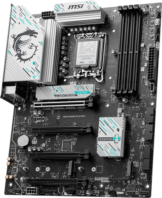 Płyta główna MSI B860 Gaming Plus Wi-Fi (s1851. Intel B860. PCI-Ex16) (7E41-003R) - Zdjęcie 2 Płyta główna MSI B860 Gaming Plus Wi-Fi (s1851. Intel B860. PCI-Ex16) (7E41-003R) - obraz 2