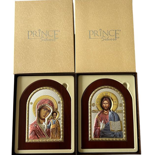 Венчальные Пара икон PrinceSilvero Спаситель и Казанская MA/E1106BX-СMA/E1107BX-С 15х21 см - изображение 3