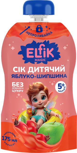 Упаковка детского сока Elfik Magic Яблоко-шиповник 175 мл х 12 шт (4820266361754) - изображение 2