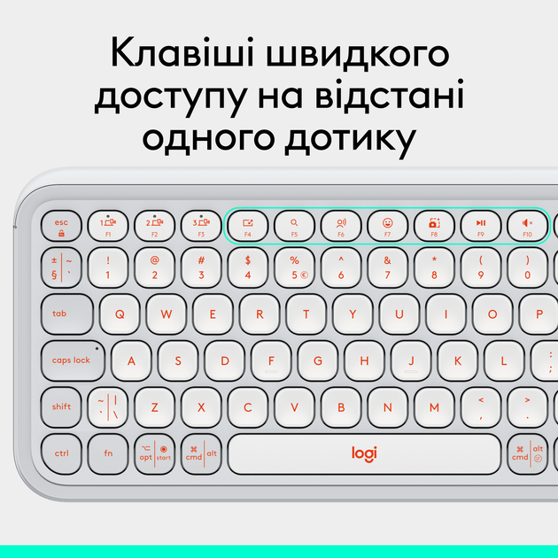 Клавіатура бездротова Logitech POP Icon Keys Wireless White (920-013072) - зображення 8