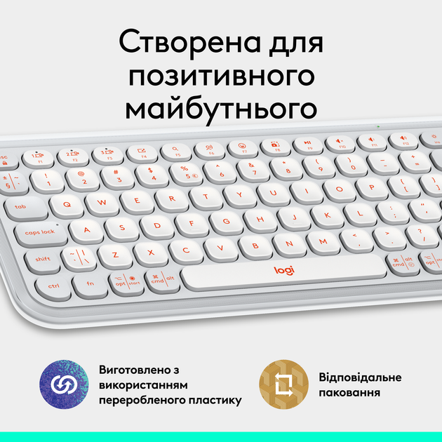 logi POP ICON KEYS ホワイト Bluetooth キーボード Клавіатура бездротова Logitech POP Icon Keys Wireless White (920