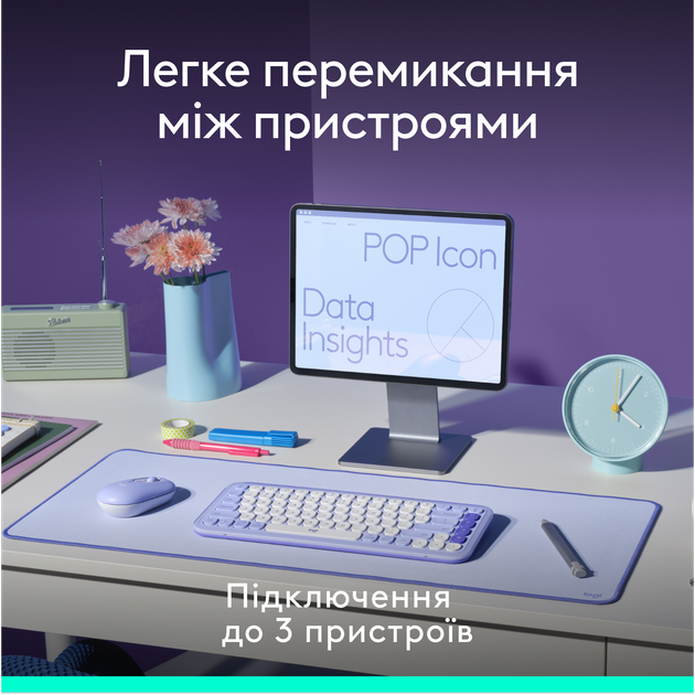 Комплект бездротовий Logitech Pop Icon Combo White (920-013141) - зображення 8
