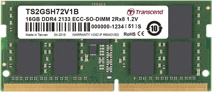 Оперативна пам'ять Transcend SODIMM DDR4-2133 16384MB PC4-17000 (TS2GSH72V1B) - зображення 1