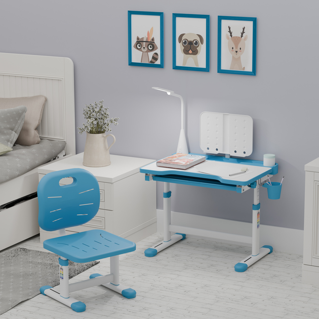 Комплект Evo-kids стул + стол + полка + лампа Голубой (Evo-17 BL Ergo) - изображение 2