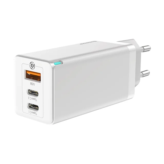 Зарядний пристрій BASEUS 65W GaN5 Pro + Кабель Type-C 100W Білий - зображення 2