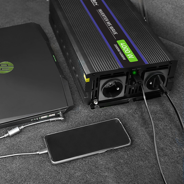 Автомобільний інвертор Qoltec Monolith 4000 MS Wave 2000 Вт/4000 Вт, 12 В на 230 В (955555906182132) - Уцінка - зображення 10