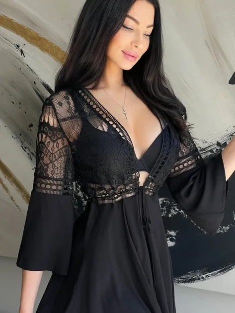Туника-халат для пляжа Z.Five 32002 черный (бедра 107-110 см) 44 (XXL) - изображение 4