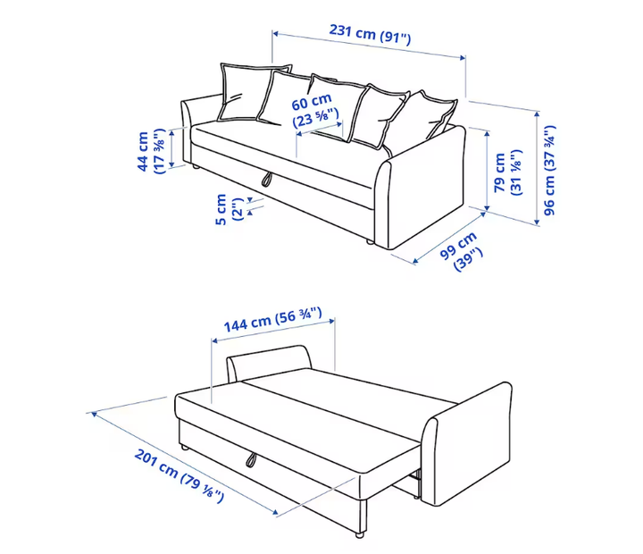 Диван 3-х местный HOLMSUND IKEA 095.169.28 темно-синий - Фото 5 Диван 3-х местный HOLMSUND IKEA 095.169.28 темно-синий - изображение 5