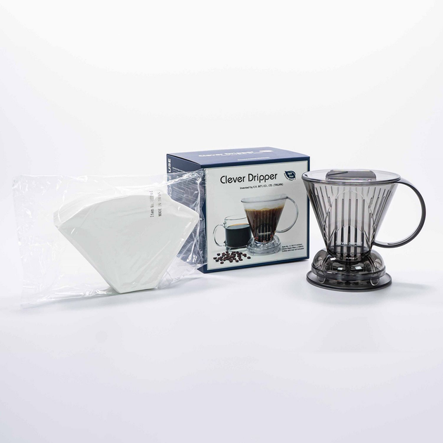 Набір Clever Dripper L Заварник для кави + Паперові фільтри 100 шт Прозорий сірий (4715838467418) - зображення 3