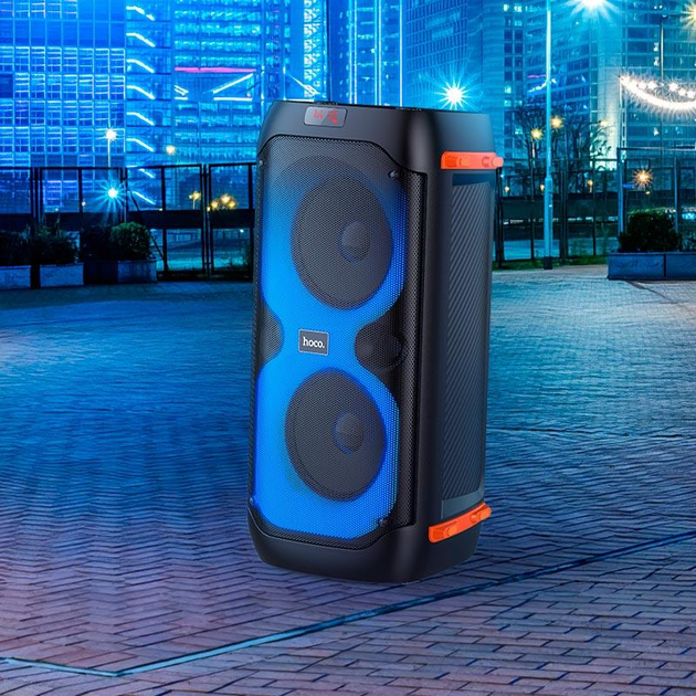 Портативная колонка-караоке Hoco BS53 Manhattan (Беспроводная, 40 Вт, AUX, Bluetooth, TF карта (MicroSD), USB, 2 микрофона) - Черный - изображение 7