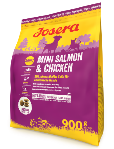 Сухий корм Josera Mini Salmon & Chicken - сухий корм з лососем і куркою для дорослих собак малих порід 900 г (4032254783114)A - Фото 1 Сухий корм Josera Mini Salmon & Chicken - сухий корм з лососем і куркою для дорослих собак малих порід 900 г (4032254783114)A - изображение 1
