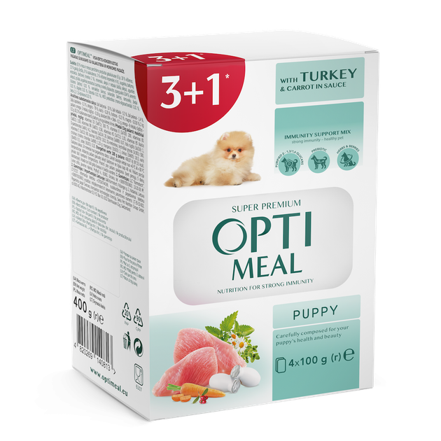 Консервированный корм Optimeal Puppy Turkey & Carrot sauce - влажный корм с индейкой и морковью в соусе для щенков 100 г (B2910802) - изображение 2