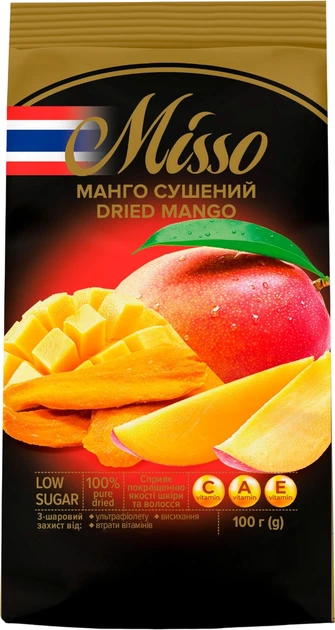Манго Misso сушеный 100 г (0.1 кг) (4820232570036) - Фото 1 Манго Misso сушеный 100 г (0.1 кг) (4820232570036) - изображение 1
