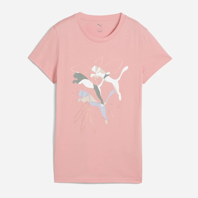 Футболка хлопковая женская Puma Graphics Branded Leaf Tee 68508218 S Pink Fruit с принтом (4067984235145) - изображение 4