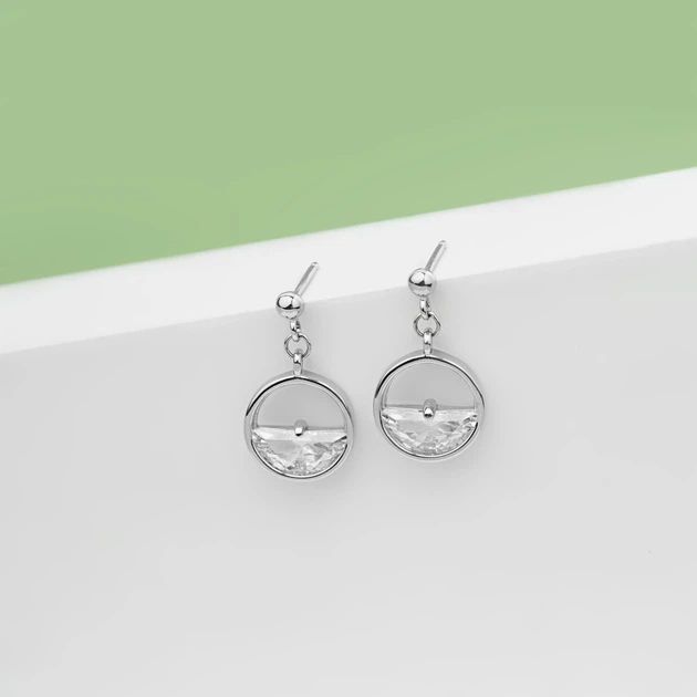 Срібні сережки Minimal 21121p-white - Фото 5 Срібні сережки Minimal 21121p-white - зображення 5