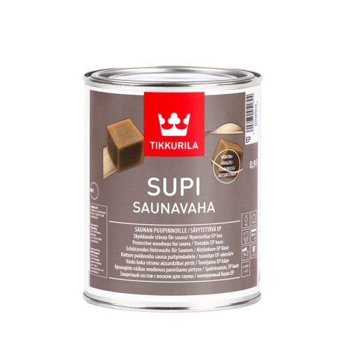 Защитный состав для стен и потолков в сауне TIKKURILA SUPI SAUNAVAHA (ТИККУРИЛА СУПИ САУНАВАХА) 0.9л - Фото 1 Защитный состав для стен и потолков в сауне TIKKURILA SUPI SAUNAVAHA (ТИККУРИЛА СУПИ САУНАВАХА) 0.9л - изображение 1