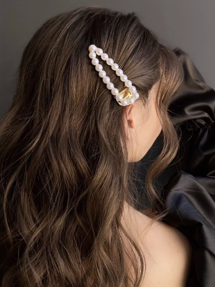 Набір шпильок Fashion Jewerly для волосся 6 ШТ для дівчаток на танці та конкурси, в школу зі стразами та перлинами, золотистий колір (SVS) - зображення 5