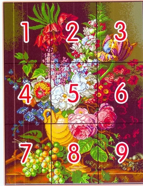 Набор для вышивания по нанесённой на канву схеме "Beautiful vase". AIDA 14CT printed , 50*63 см - изображение 3