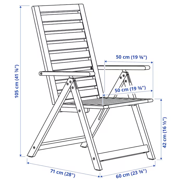 Садовый стул с регулируемой спинкой NAMMARO IKEA 505.103.01 - изображение 4