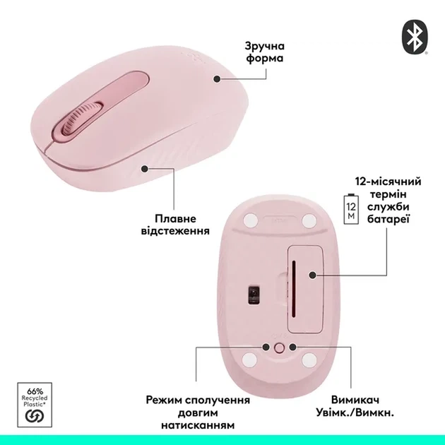 Миша LOGITECH M196 ROSE (L910-007461) - зображення 7