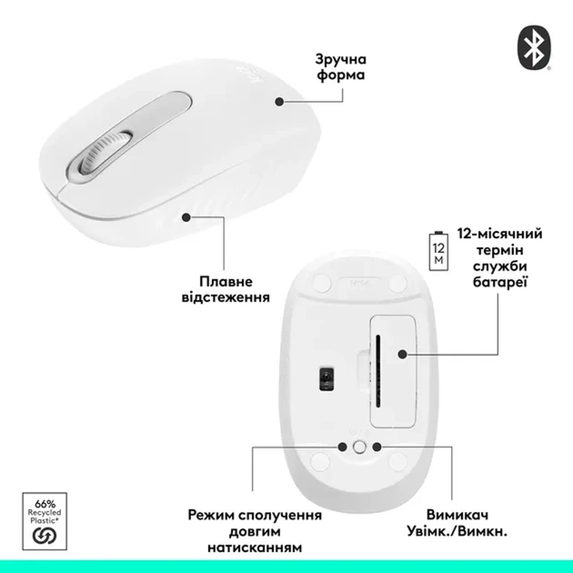 Миша LOGITECH M196 Offwhite 910-007460 - изображение 7