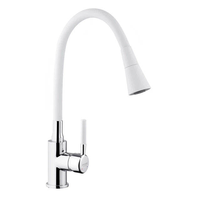 Смеситель для кухни с гибким изливом Kroner KRM Kuche - C132WHI белый/хром - изображение 2