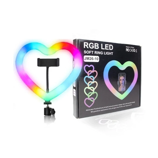 Кольцевая LED лампа RGB Сердце 26 см 16 ВТ и штатив 2.1 метра - Фото 14 Кольцевая LED лампа RGB Сердце 26 см 16 ВТ и штатив 2.1 метра - изображение 14
