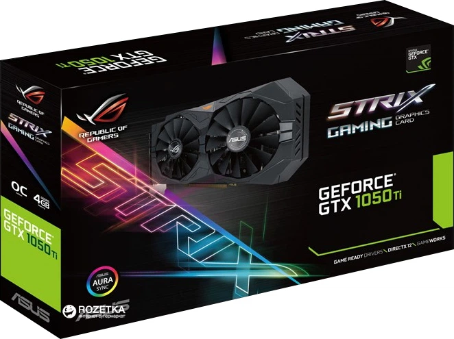 Відеокарта Asus PCI-Ex GeForce GTX 1050 Ti ROG Strix OC 4GB GDDR5