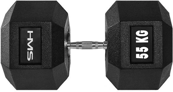 Hantla do ćwiczeń HMS Hex Pro 55 kg Czarna (5907695518252) - obraz 2