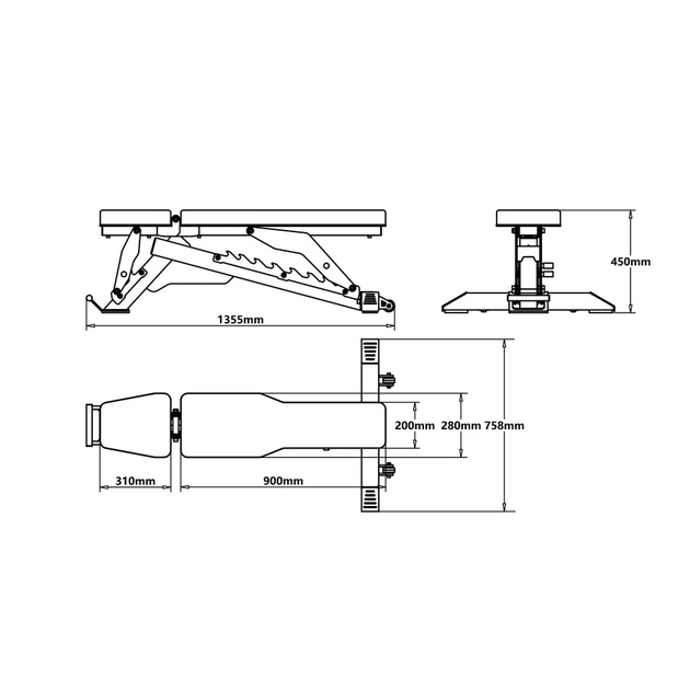 Ławka do ćwiczeń HMS COMMERCIAL regulowana L3150 (5907695511574) - obraz 5