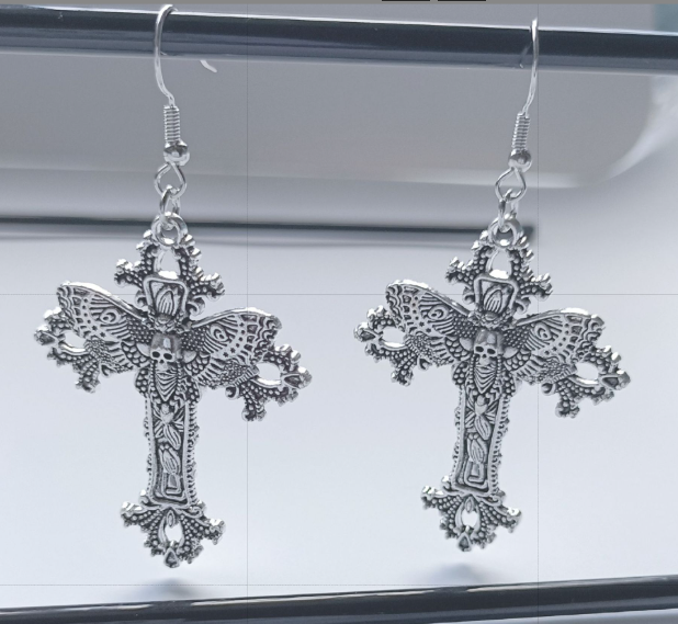 Сережки кресты Fashion Jewerly бабочка бражник с крыльями в корейском стиле y2k готика (SVS) - изображение 2