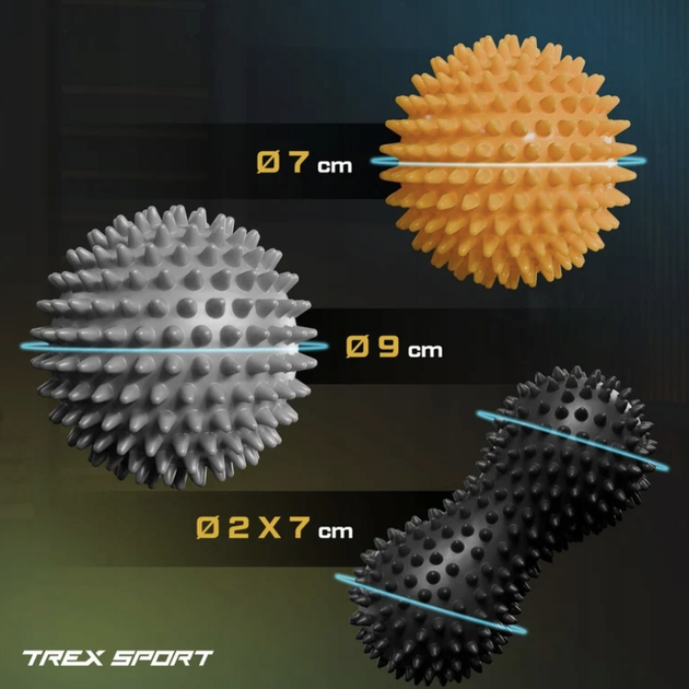 Набір масажних м'ячів Trex Sport TX-003MSB 3в1 для йоги та фітнесу PVC - зображення 12