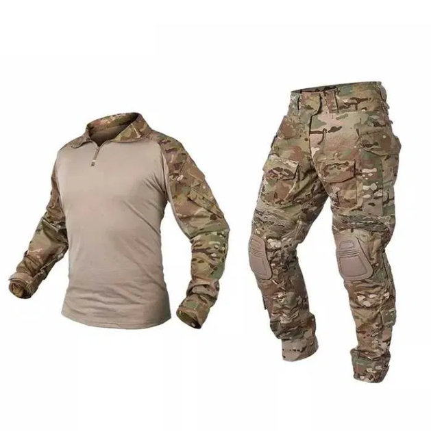 Комплект тактичної форми IDOGEAR G3 Combat з наколінниками та сорочкою L Камуфляж - зображення 1
