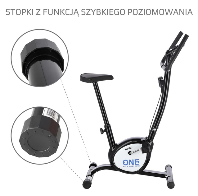 Велотренажер механічний One Fitness RW3011 Чорний (5907695575590) - зображення 15
