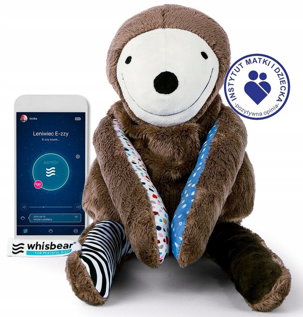 Maskotka interaktywna Whisbear E-zzy the Sloth Leniwiec z czujnikiem płaczu i aplikacją mobilną (5905279995734) - obraz 7