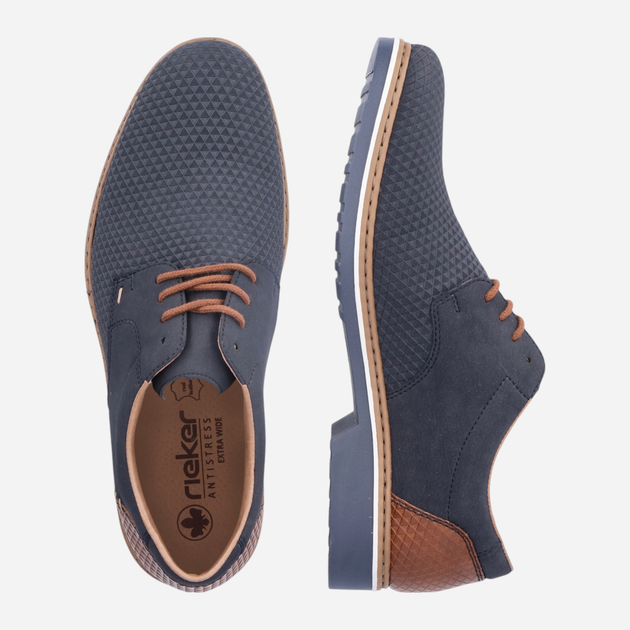 Buty derby męskie skórzane RIEKER 16504-16 42 (8UK) 28 cm Granatowe (4059954026563) - obraz 8