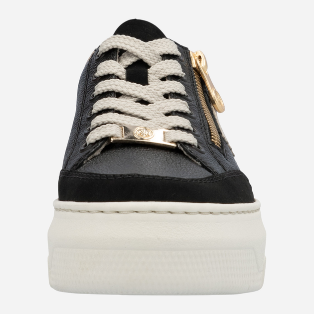 Sneakersy damskie skórzane RIEKER M1912-00 39 (6UK) 25.7 cm Czarne (4061811685240) - obraz 6