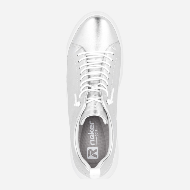 Sneakersy damskie skórzane RIEKER W2301-90 38 (5UK) 25 cm Srebrne (4061811714681) - obraz 9