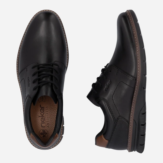 Buty derby męskie skórzane RIEKER 14419-00 46 (11UK) 30.3 cm Czarne (4061811215294) - obraz 8
