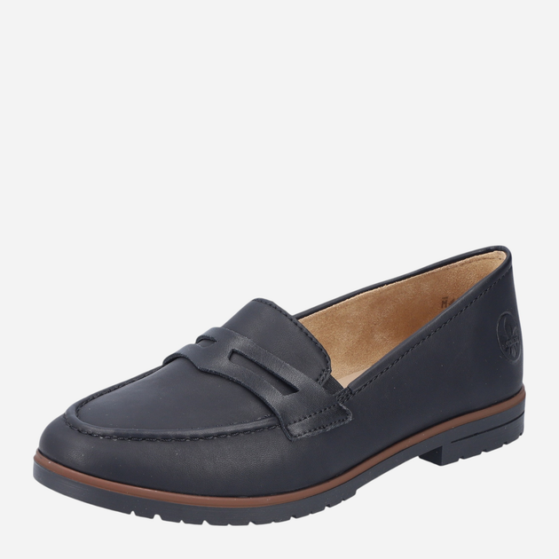Loafersy damskie skórzane RIEKER 45300-00 38 (5UK) 25 cm Czarne (4061811826629) - obraz 5