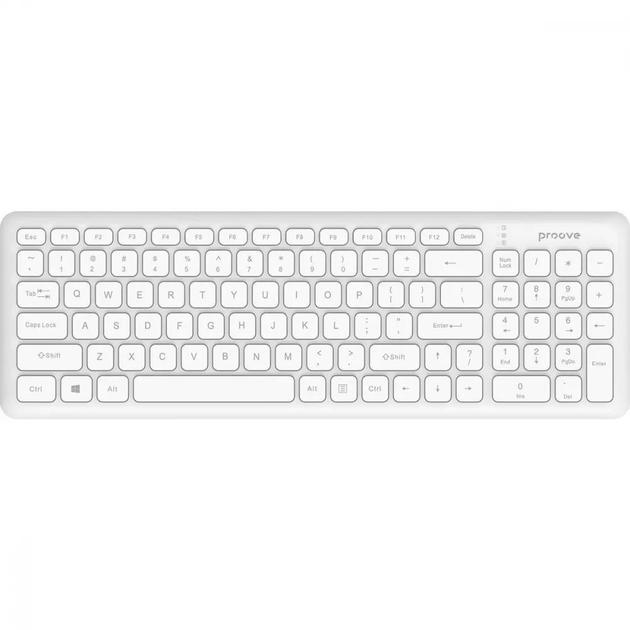 Мембранна бездротова тонка клавіатура Proove Classic Code Ukraine Layout Біла - зображення 1