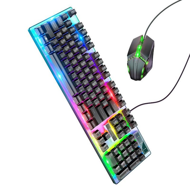 Игровая клавиатура + мышь Hoco GM18 Luminous Black проводная з подсветкой - изображение 4