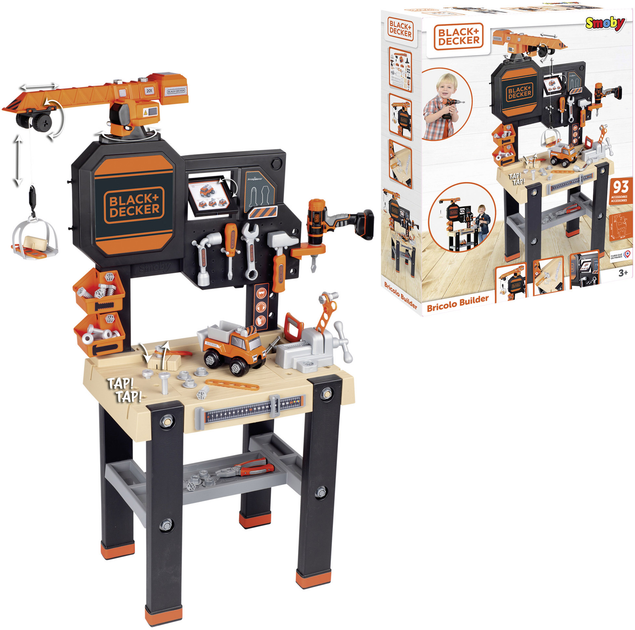 Ігровий набір Smoby Black & Decker Майстерня з підйомним краном 117 х 82 х 35 см (360731) (3032163607311) - зображення 2